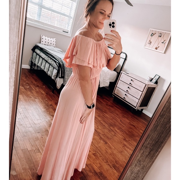 Amazon Dresses Pink Off Shoulder Maxi Dress Poshmark
